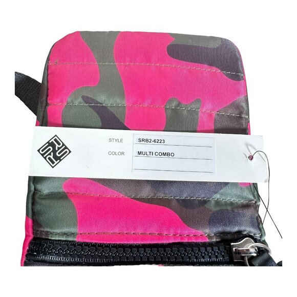 Sondra Roberts Squared Pink Green Multi Camo Crossbody Bag Shoulder Strap - Picture 8 of 8
